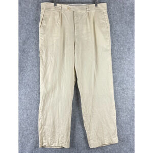 Inserch 100% Linen Pants Mens 38x30 Cream Pleated Front Trousers Coastal